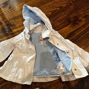 Mayoral White Raincoat with Blue Striped Lining